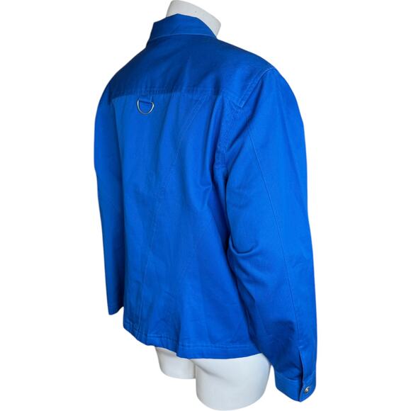Bechamel Women's XL Blue Lightweight Button-Front Long Sleeve Jacket 100% Cotton - Picture 9 of 13